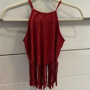 VERY LIGHTLY WORN!! Rust colored suede top